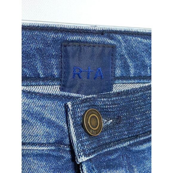 RTA Skinny Jeans Distressed Ripped Cross Patch Button Fly Stretch Womens 25 USA - Picture 7 of 11